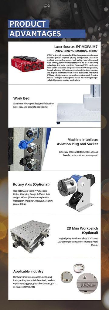 100W 3D Dynamic Fiber Laser Engraver Laser Engraving Machine 1064nm Marking Area 200x200mm Fiber Laser Marking Machine with Feeltek 3D Dynamic Focus System Lenmark Software for Metal Engraving 100W 3D Dynamic Fiber Laser Engraver Laser Engraving Machine 1064nm Marking Area 200x200mm Fiber Laser Marking Machine with Feeltek 3D Dynamic Focus System Lenmark Software for Metal Engraving