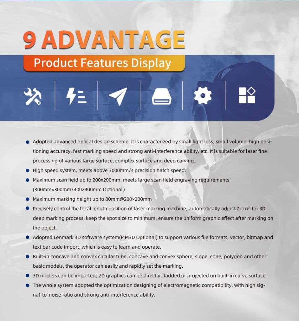 100W 3D Fiber Laser Engraver for Metal 200 * 200mm JPT M7 MOPA Fiber Laser Engraving Machine 3D Laser Engraver Machine with Feeltek Galvanometer Lenmark Software Deep Carving Texture Etching. 100W 3D Fiber Laser Engraver for Metal 200 * 200mm JPT M7 MOPA Fiber Laser Engraving Machine 3D Laser Engraver Machine with Feeltek Galvanometer Lenmark Software Deep Carving Texture Etching.