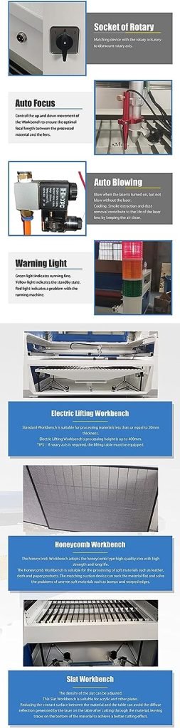 1300×2500mm Co2 Laser Cutter and Engraver Machine 300W (Yongli DLT-300) Laser Engraving Cutting Machine with Blade/Honeycomb/Lifting Workbentch,RUIDA DSP Controller,Auto Focus,Water Chiller 1300×2500mm Co2 Laser Cutter and Engraver Machine 300W (Yongli DLT-300) Laser Engraving Cutting Machine with Blade/Honeycomb/Lifting Workbentch,RUIDA DSP Controller,Auto Focus,Water Chiller