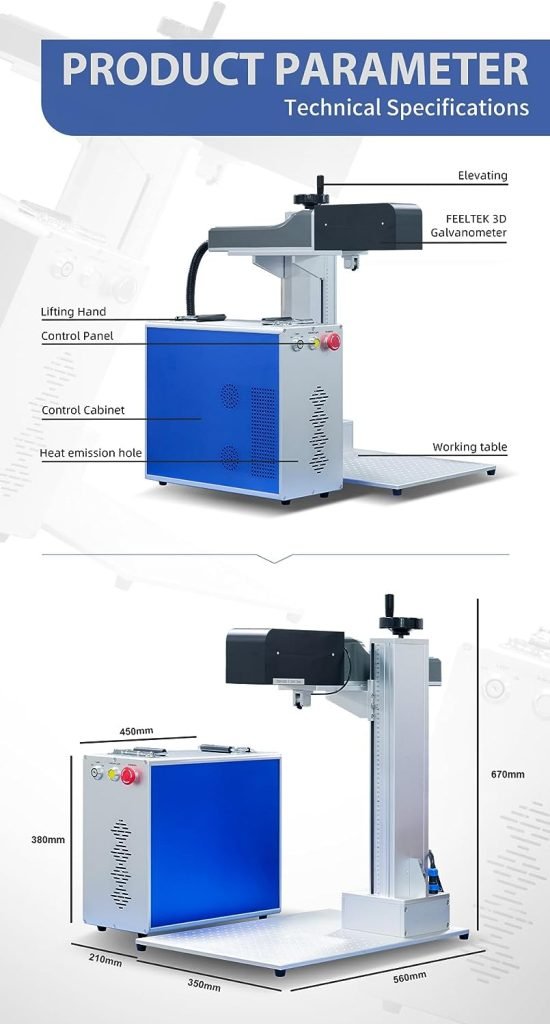 3D Fiber Laser Engraver 100W Dynamic Fiber Laser Marker Marking Machine JPT MOPA M7 Working Field 100x100mm with Lenmark Software for Various Cylinder Cone Slope Complex Surface and Deep Carving 3D Fiber Laser Engraver 100W Dynamic Fiber Laser Marker Marking Machine JPT MOPA M7 Working Field 100x100mm with Lenmark Software for Various Cylinder Cone Slope Complex Surface and Deep Carving