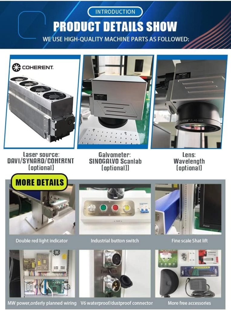 55W Coherent CO2 Galvo Laser Engraver Laser Marking Machine Laser Marker with 175×175mm Lens and D80 Rotary Axis 55W Coherent CO2 Galvo Laser Engraver Laser Marking Machine Laser Marker with 175×175mm Lens and D80 Rotary Axis