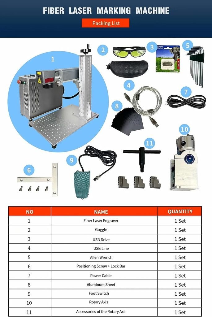 FOCUSLASER JPT 50W Fiber Laser Engraver, Fiber Laser Marking Machine with 300mm Lens for Jewelry, Metal, Carbon Steel, Nonmetal, Rotary Axis Included FOCUSLASER JPT 50W Fiber Laser Engraver, Fiber Laser Marking Machine with 300mm Lens for Jewelry, Metal, Carbon Steel, Nonmetal, Rotary Axis Included