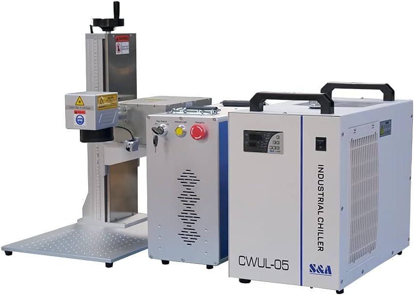 JPT UV Laser Engraver Laser Marking Machine 5W, 110×110mm with SA Water Chiller and D80 Rotary Axis JPT UV Laser Engraver Laser Marking Machine 5W, 110×110mm with SA Water Chiller and D80 Rotary Axis