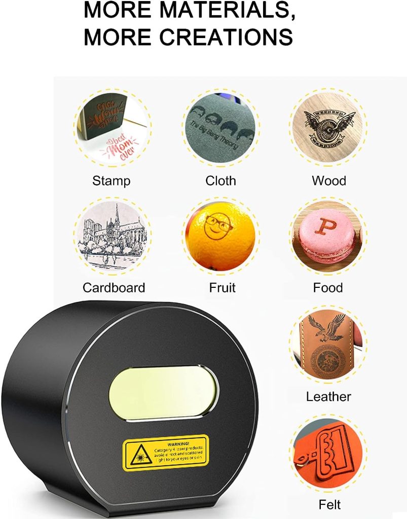 LaserPecker 1 Mini Laser Engraver, Laser Engraving Machine Portable 0.3mm Compressed Spot High Precision Laser Etcher for Wood Leather Felt - Black with Laser Safety Glasses