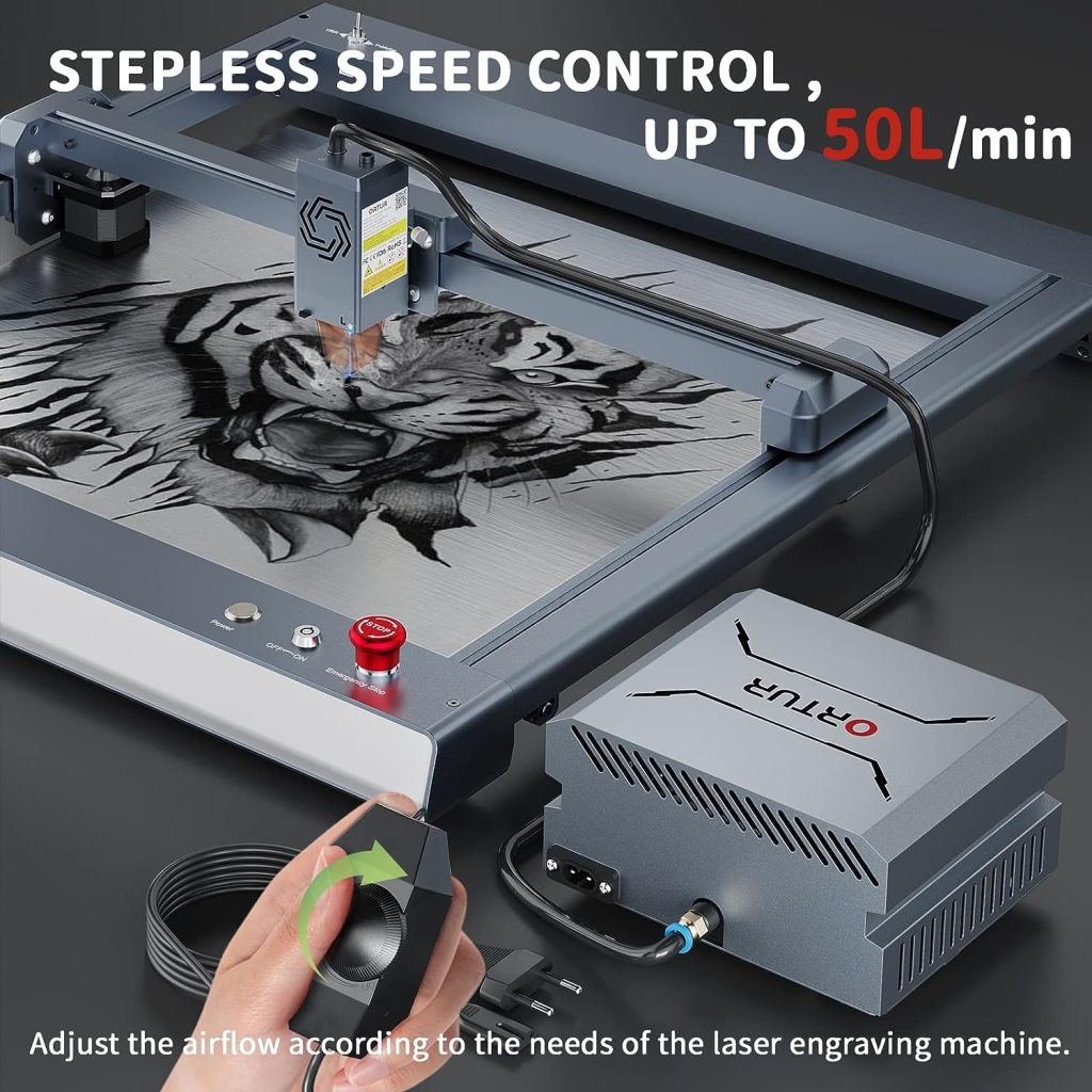 ORTUR Air Assist for Laser Cutter, Powerful 0-50L/min Air Assist Pump for ORTUR Laser Master 3, Laser Master 2 Pro, Laser Module Protection, Faster and Deeper Cutting, Clean Surface and Smooth Edge ORTUR Air Assist for Laser Cutter, Powerful 0-50L/min Air Assist Pump for ORTUR Laser Master 3, Laser Master 2 Pro, Laser Module Protection, Faster and Deeper Cutting, Clean Surface and Smooth Edge