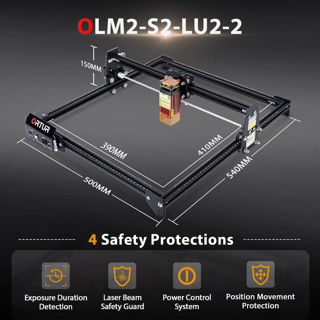 ORTUR Laser Master 2 S2 LU2-2, 24V Laser Engraver Machine, 0.06mm Fixed-Focus Eye Protection Compressed Spot, 32-bit Motherboard, 5000mm/min Laser Engraving Area (390×410mm) for DIY Metal, Wood etc ORTUR Laser Master 2 S2 LU2-2, 24V Laser Engraver Machine, 0.06mm Fixed-Focus Eye Protection Compressed Spot, 32-bit Motherboard, 5000mm/min Laser Engraving Area (390×410mm) for DIY Metal, Wood etc