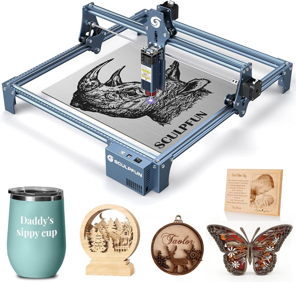SCULPFUN S9 Laser Engraver, 90W Effect High Precision CNC Laser Cutter and Engraver Machine, Deep Cutting for 15mm Wood, 0.06mm Ultra-Fine Compressed Spot Cutting Machine, Eye Protection Fixed-Focus