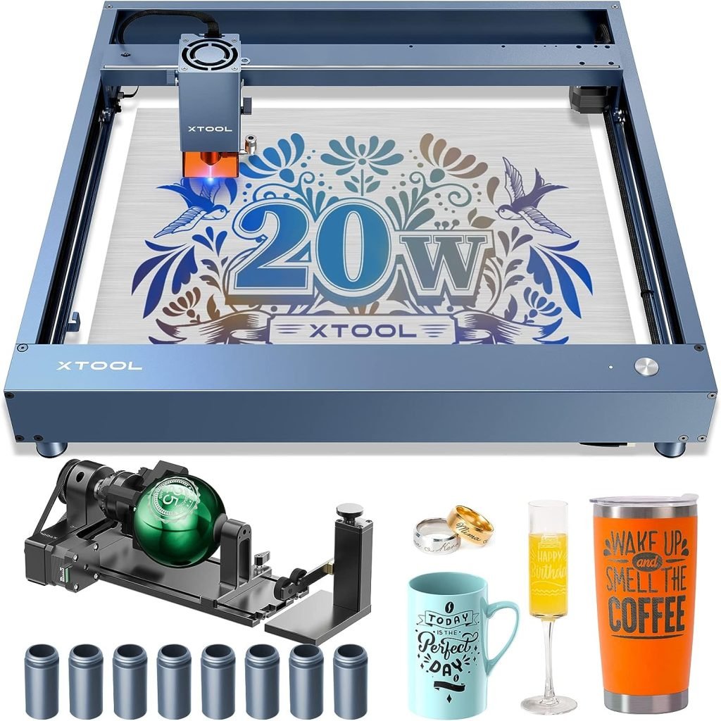 xTool D1 Pro Laser Engraver with RA2 Pro, 20W Output Laser Cutter DIY Laser Engraving Machine, 120W Laser Cutter and Engraver Machine, Laser Engraver for Wood and Metal, Craft Paper, Acrylic, Leather