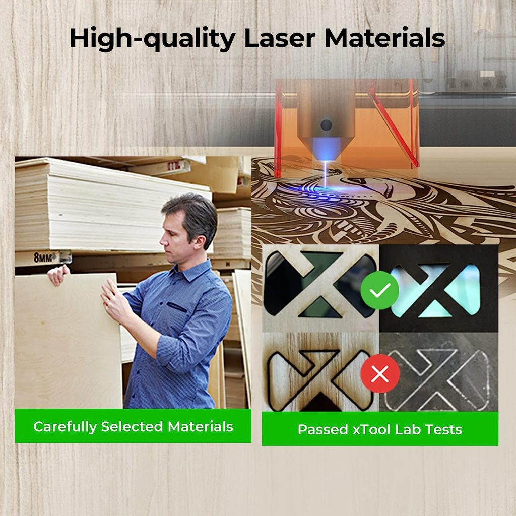 xTool Laser Material Explore Kit, 111-Piece Laser Material Box, 8 Kinds of Laser Materials for Laser Engravers, Plywood, Acrylic, Leather, Metal, Felt, Paper, Stone for Laser Crafting