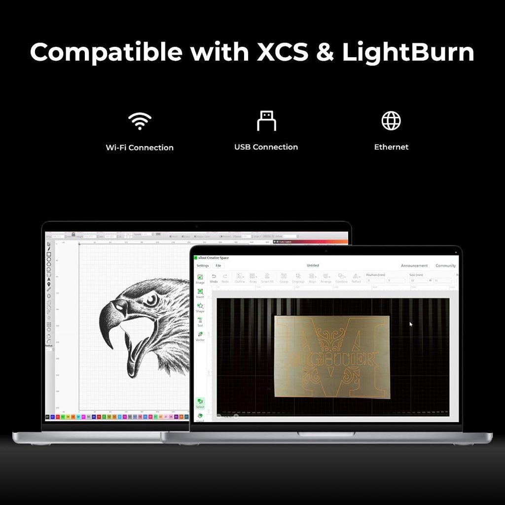 xTool P2 55W CO2 Laser Cutter, Smart Desktop CO2 Laser Engraver and Cutter Machine, Dual Smart 16MP Cameras, Curved Surface Engraving, Create with Wood and Metal, Acrylic, Glass, Fabric, Leather xTool P2 55W CO2 Laser Cutter, Smart Desktop CO2 Laser Engraver and Cutter Machine, Dual Smart 16MP Cameras, Curved Surface Engraving, Create with Wood and Metal, Acrylic, Glass, Fabric, Leather