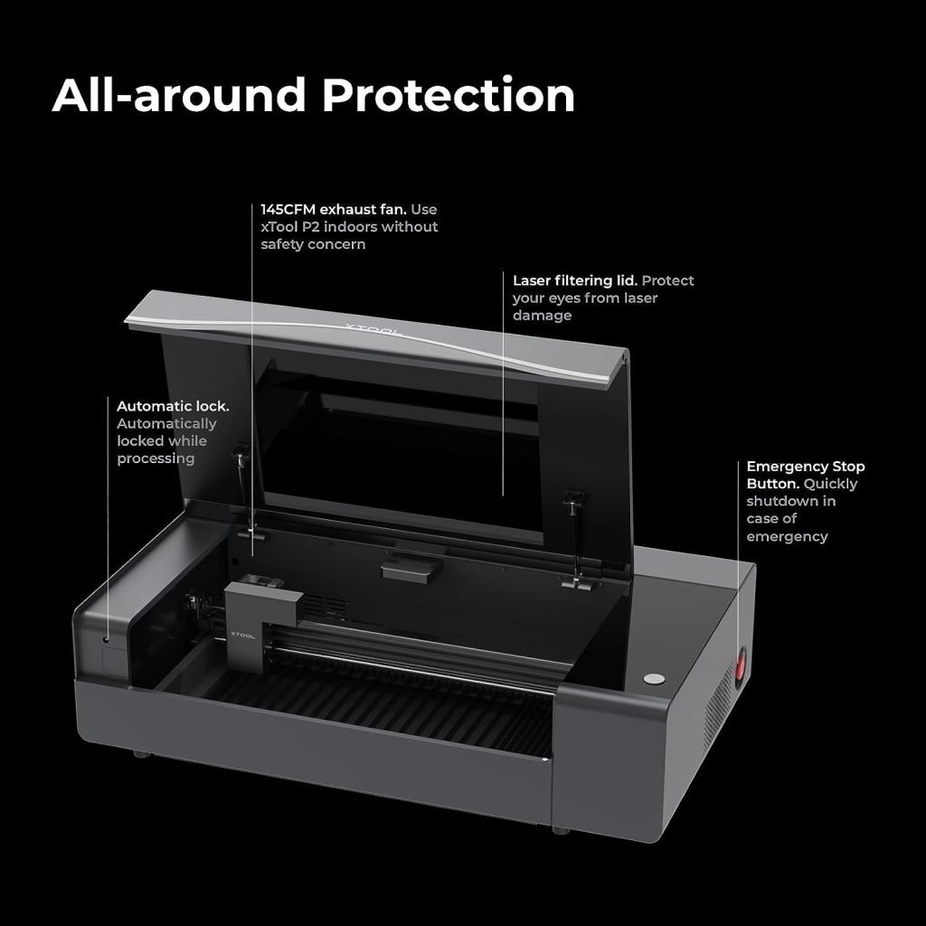 xTool P2 55W CO2 Laser Cutter, Smart Desktop CO2 Laser Engraver and Cutter Machine, Dual Smart 16MP Cameras, Curved Surface Engraving, Create with Wood and Metal, Acrylic, Glass, Fabric, Leather xTool P2 55W CO2 Laser Cutter, Smart Desktop CO2 Laser Engraver and Cutter Machine, Dual Smart 16MP Cameras, Curved Surface Engraving, Create with Wood and Metal, Acrylic, Glass, Fabric, Leather