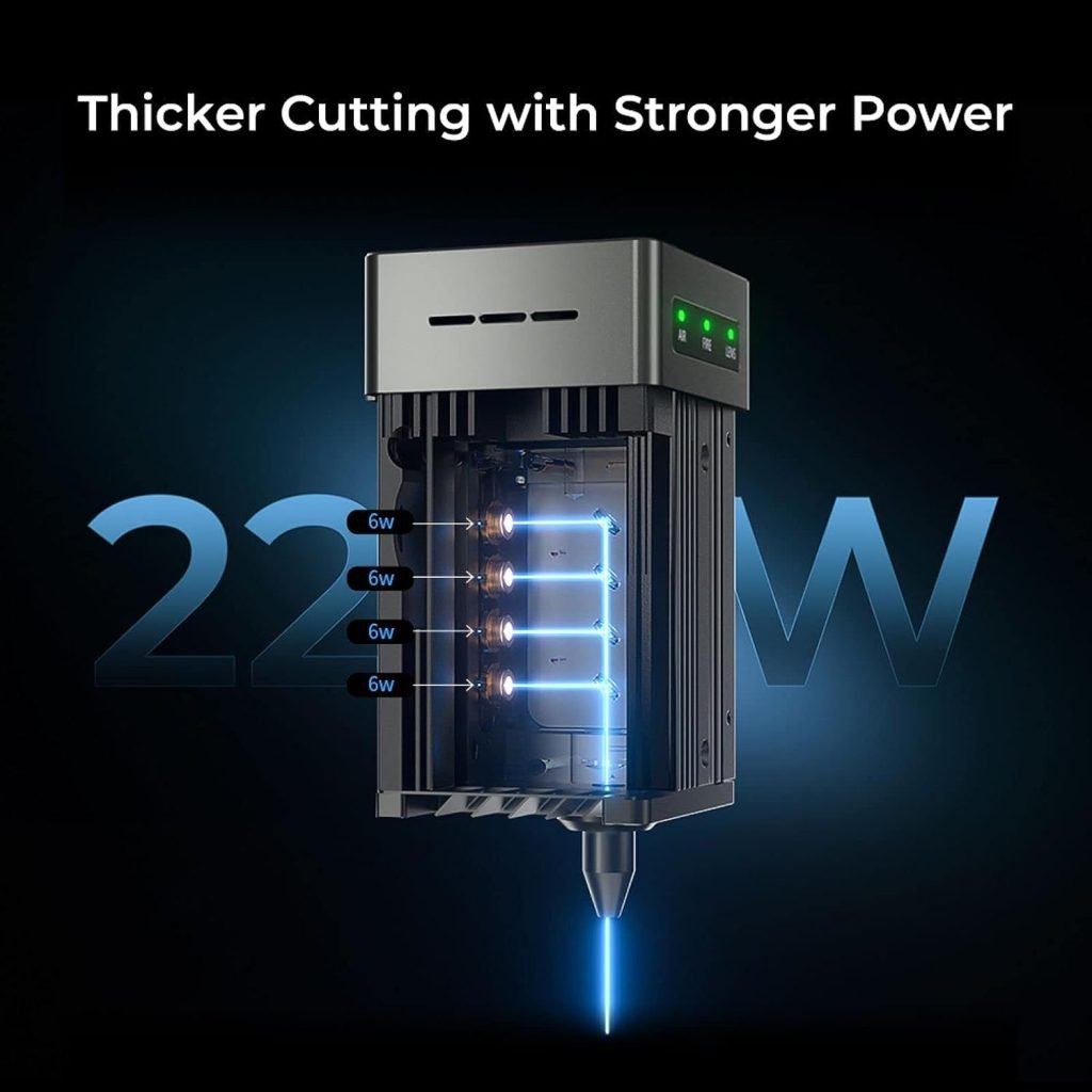 Official Creality Falcon2 Laser Engraver, True 22W High-Power Output Laser Cutter with Integrated Air Assist Pump, DIY Laser Engraving Machine for Wood and Metal, Leather, Acrylic