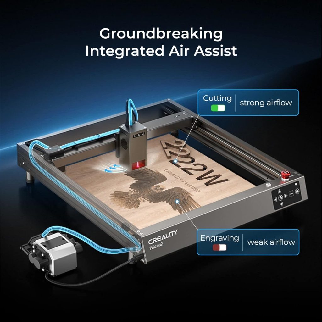 Official Creality Falcon2 Laser Engraver, True 22W High-Power Output Laser Cutter with Integrated Air Assist Pump, DIY Laser Engraving Machine for Wood and Metal, Leather, Acrylic